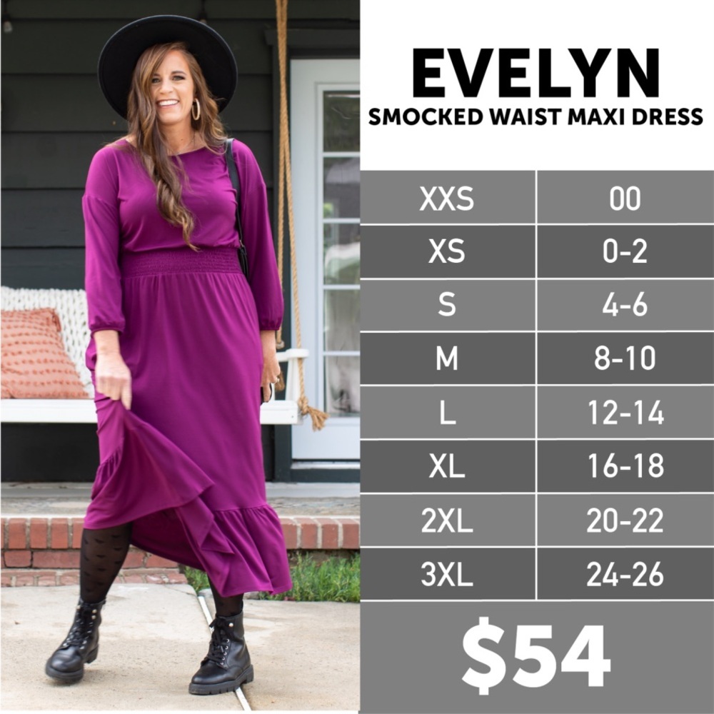 NWT Lularoe Evelyn Smocked Waist Maxi Dress 3XL Long Sleeve w/pockets Dark Brown - Picture 3 of 4
